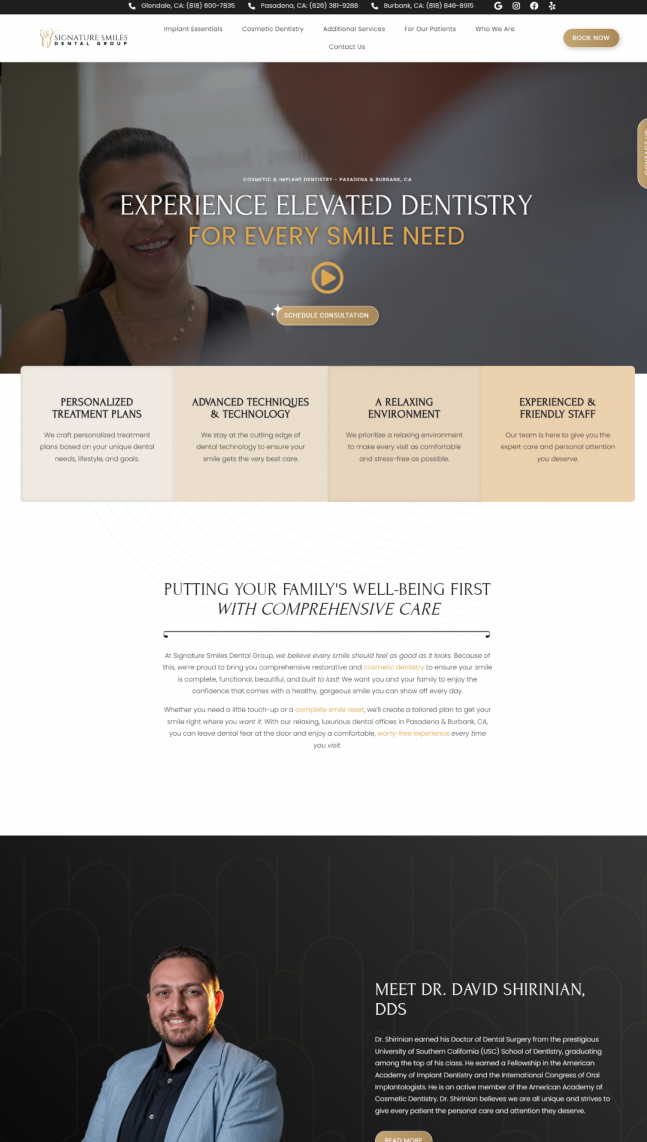 Signature Smiles Dental Group New Homepage